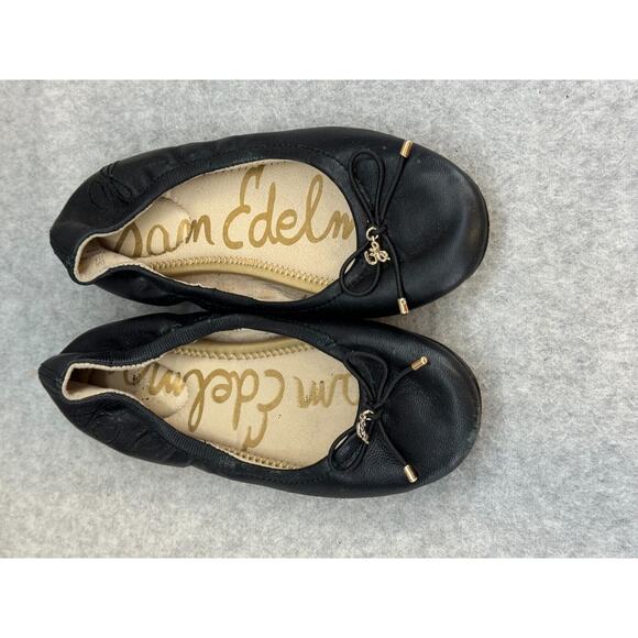 Sam Edelman Flats Ballet Felicia 2 Black Nappa Leather - Girls' Size 2M - Picture 2 of 8